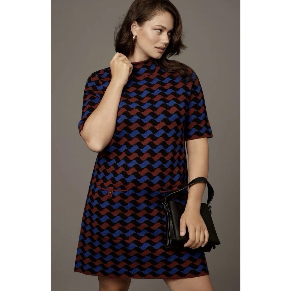 nwt ANTHROPOLOGIE MAEVE sz L The Annalise Mock-Neck Sweater Dress